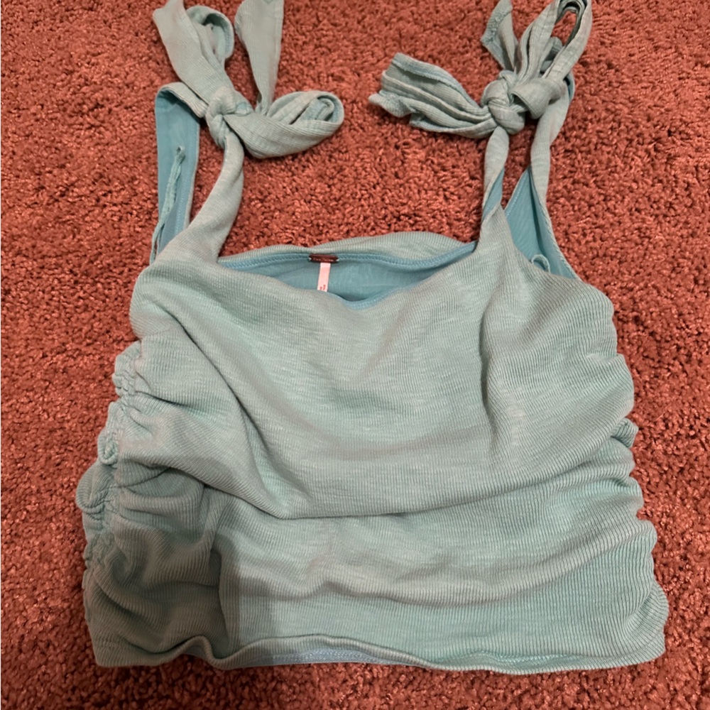 Free people  Teal Knotted Tank Top